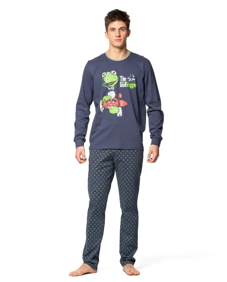 Egatex Pyjama Heren: Kermit de kikker, Blauw ( EGA.456 )