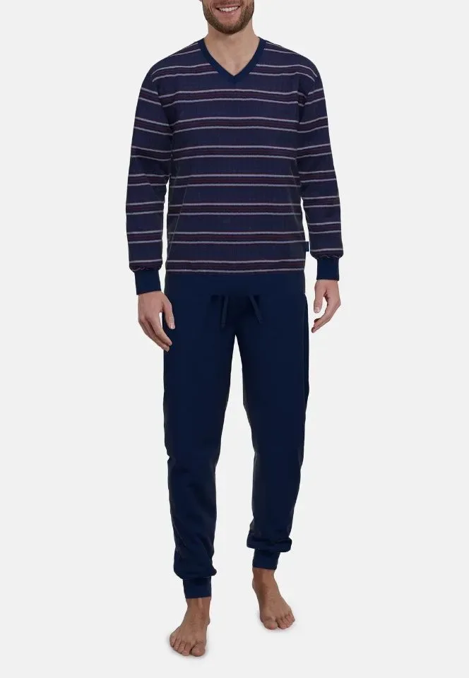 Gotzburg Heren Pyjama: Badstof, Blauw ( GOT.69 )