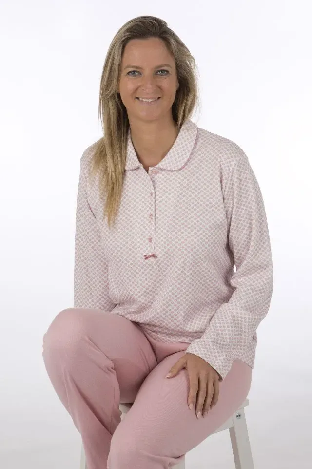 Perlina Dames pyjama: Liva, gemoltoneerd, met kol ( LINA.73 )