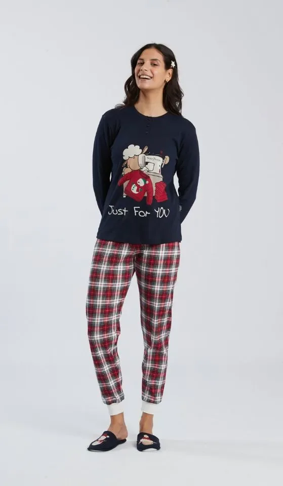 Happy people  Dames Pyjama: Blauw, Interlock ( HAP.133 )