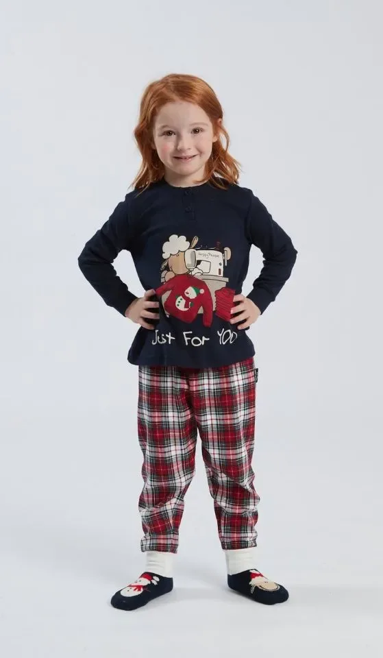 Happy people  Meisjes Pyjama: Blauw, Interlock ( HAP.134 )