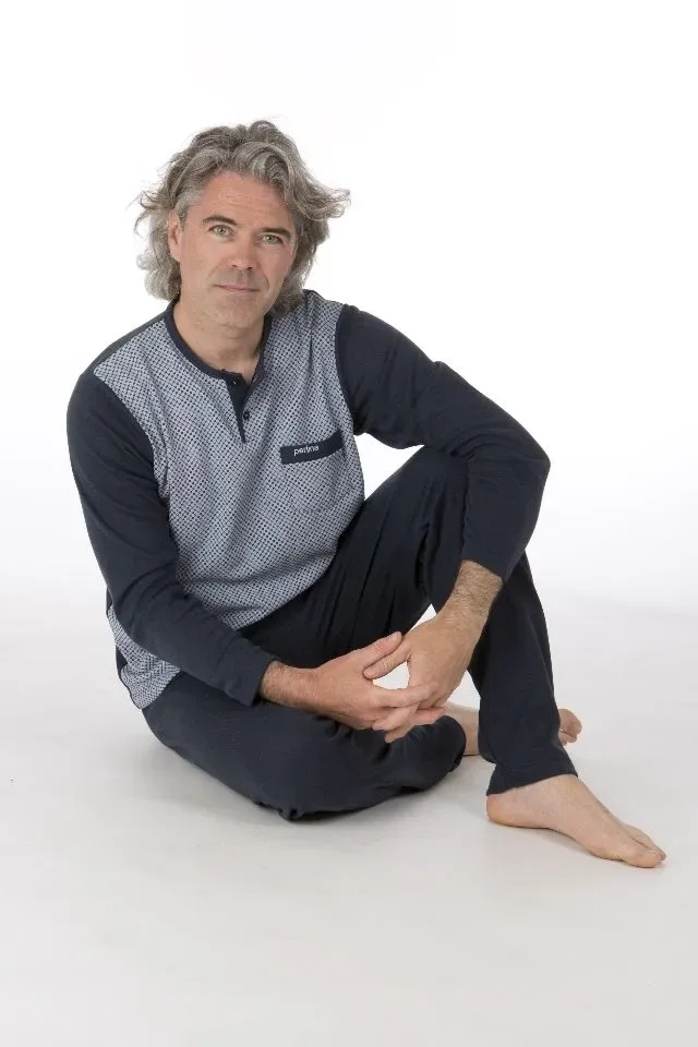 Perlina Heren Pyjama: Remus, Gemoltoneerd Donker blauw  LINA.74
