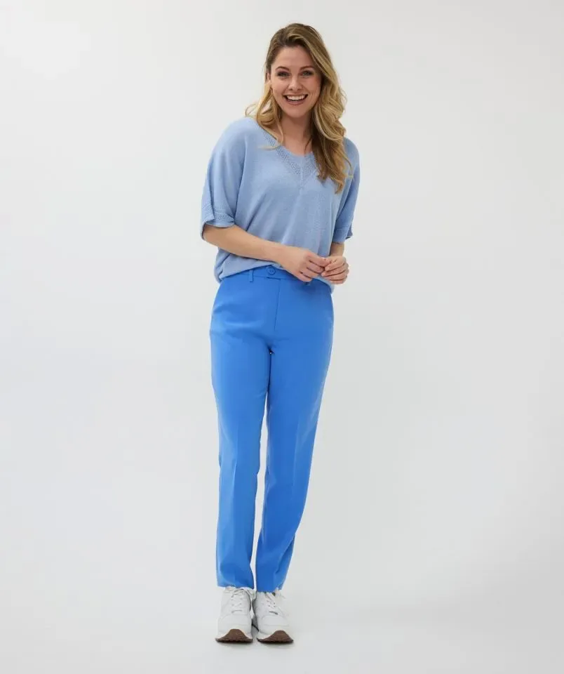 Esqualo Gebreid Shirt: Sky Blue, V hals  ESQ.296