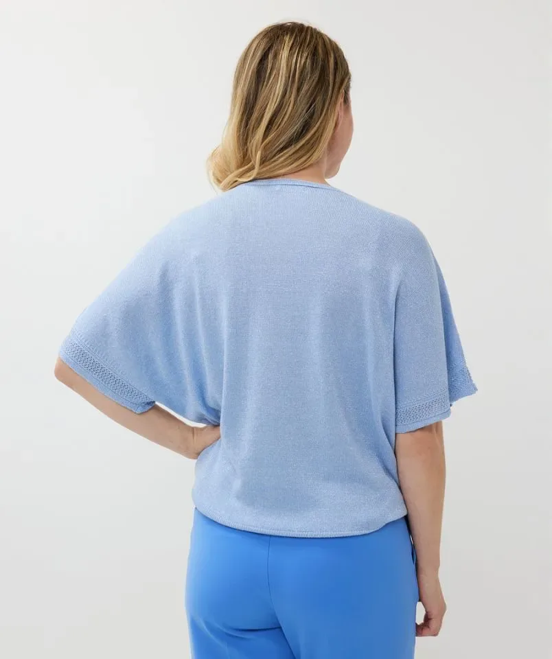 Esqualo Gebreid Shirt: Sky Blue, V hals  ESQ.296