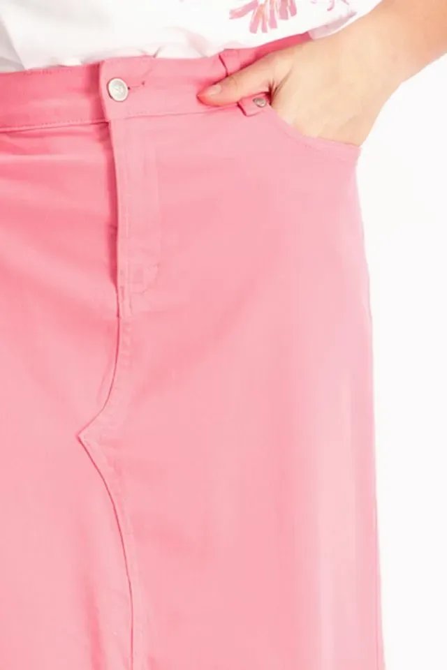Signe Nature Dames rok: Rose, lang met split vooraan ( Signe.1269 )