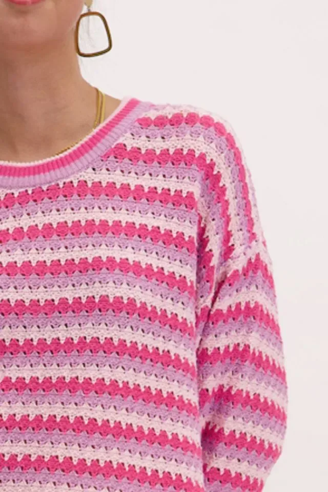 Signe nature Pull: 3/4 mouw, los gebreid ( Signe.1276 )