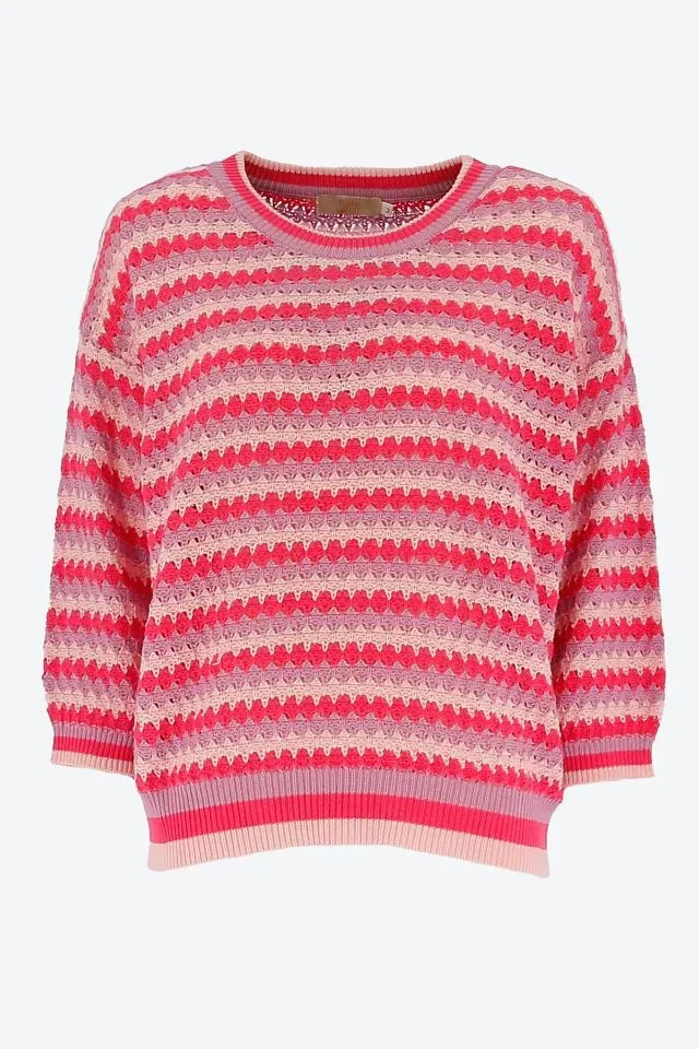 Signe nature Pull: 3/4 mouw, los gebreid ( Signe.1276 )