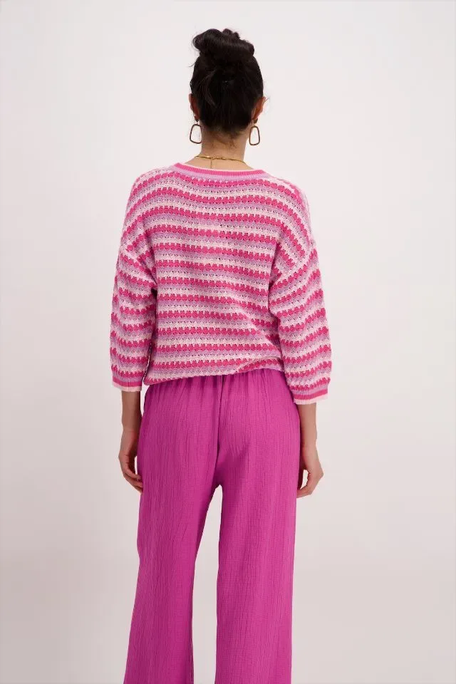 Signe nature Pull: 3/4 mouw, los gebreid ( Signe.1276 )