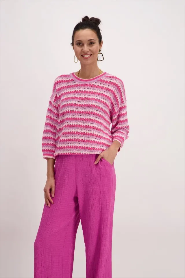 Signe nature Pull: 3/4 mouw, los gebreid ( Signe.1276 )