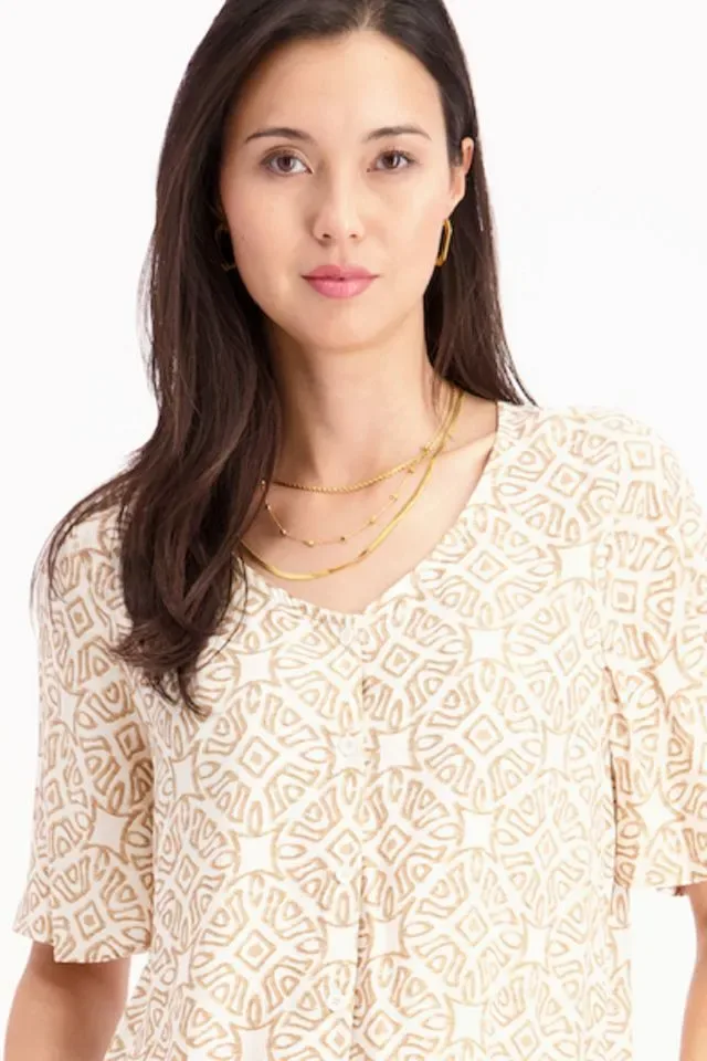 Signe nature Dames bloes: Beige, Vlindermouw ( Signe.1280 )
