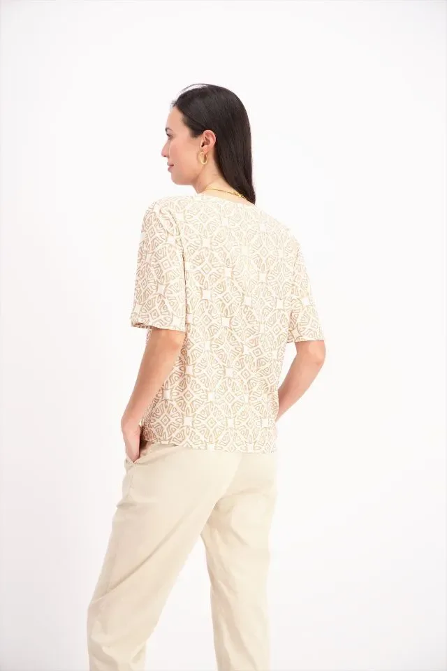Signe nature Dames bloes: Beige, Vlindermouw ( Signe.1280 )