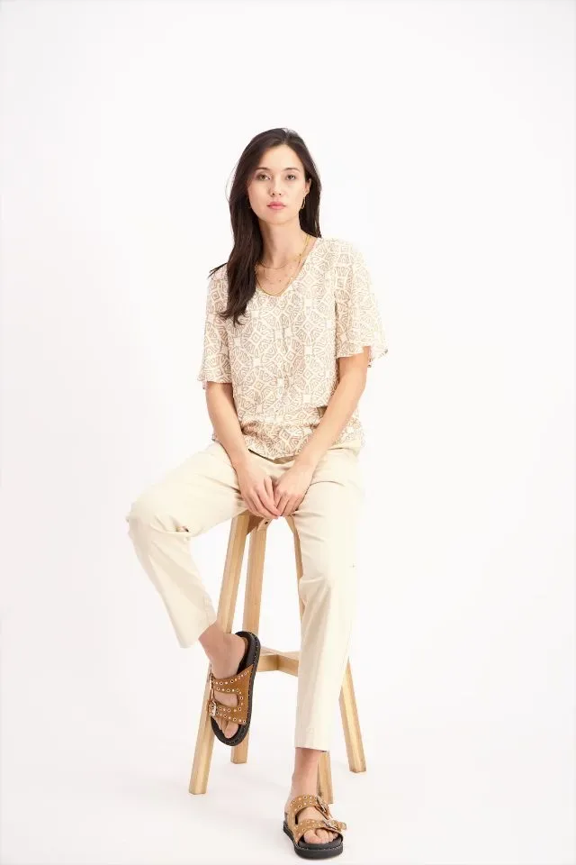 Signe nature Dames bloes: Beige, Vlindermouw ( Signe.1280 )