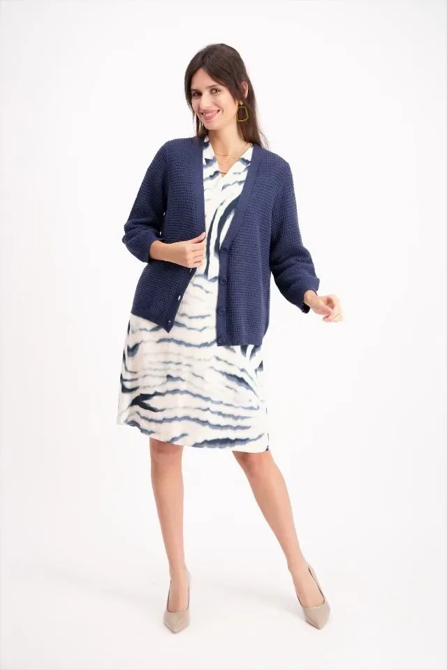 Signe nature Dames Cardigan met knopen, Marine Blauw ( Signe.1282 )