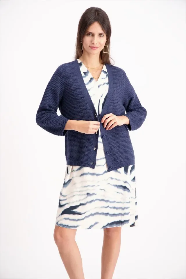 Signe nature Dames Cardigan met knopen, Marine Blauw ( Signe.1282 )