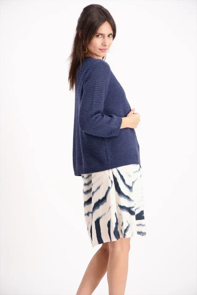 Signe nature Dames Cardigan met knopen, Marine Blauw ( Signe.1282 )
