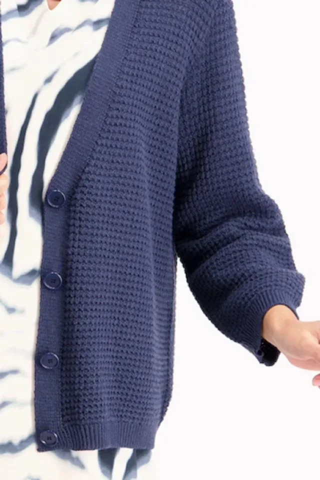 Signe nature Dames Cardigan met knopen, Marine Blauw ( Signe.1282 )