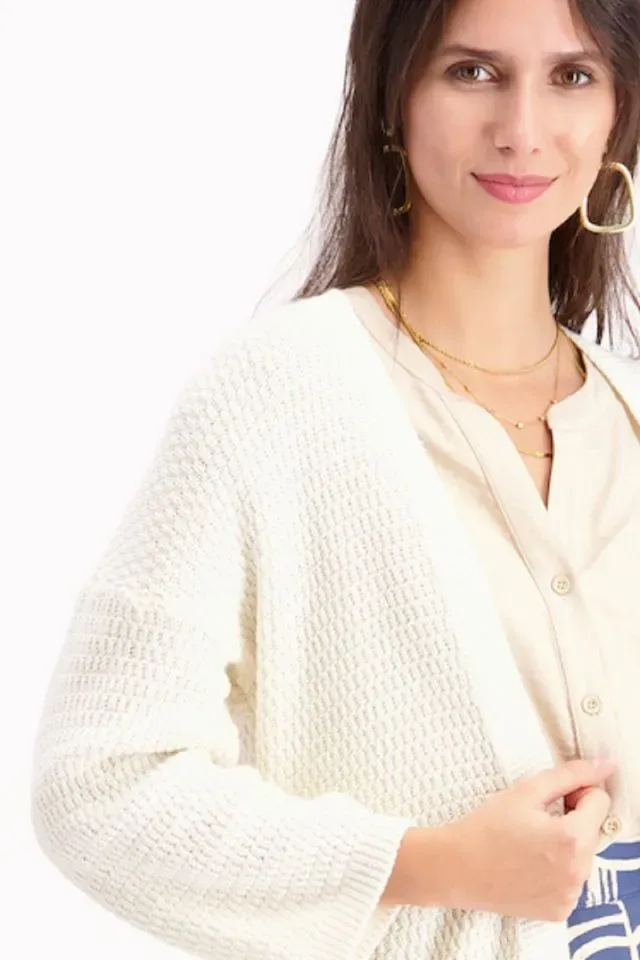 Signe Nature Cardigan met 3/4 mouw, Ecru ( Signe.1288 )