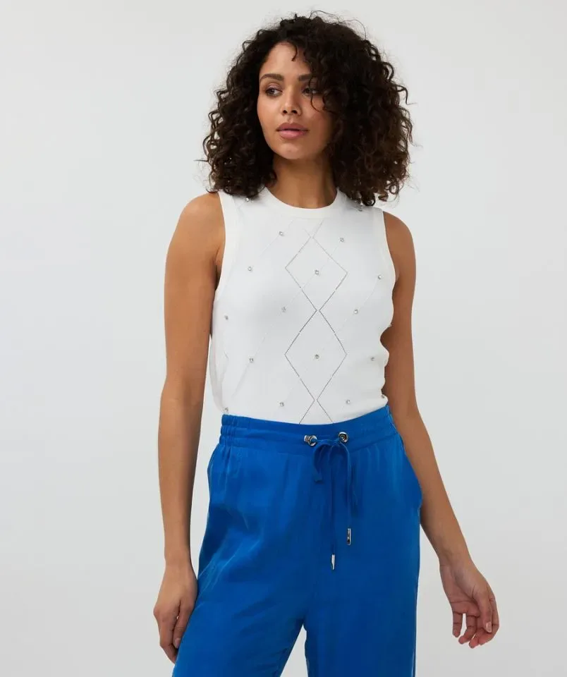 Esqualo Top met parels: off White, met parels ( ESQ.304 )