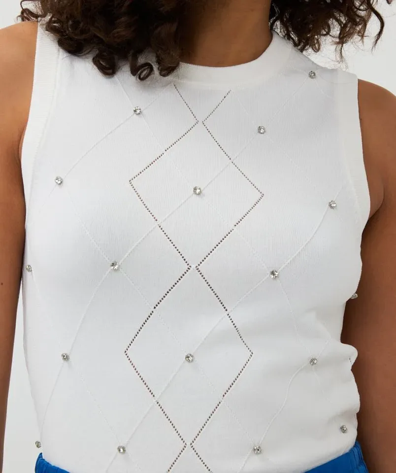 Esqualo Top met parels: off White, met parels ( ESQ.304 )