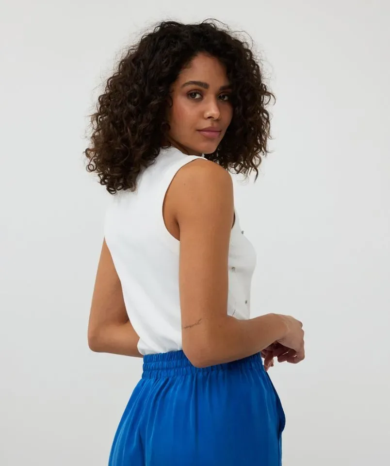 Esqualo Top met parels: off White, met parels ( ESQ.304 )
