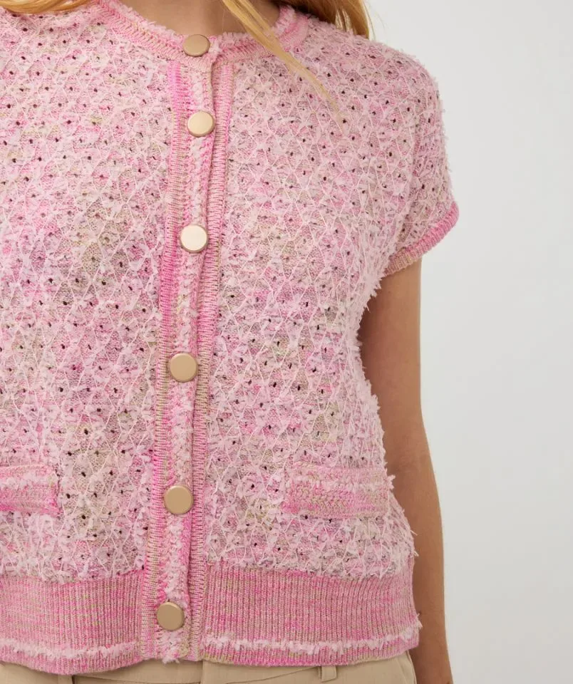 Esqualo Gilt met knopen: Roze, boucle weving ( ESQ.300 )