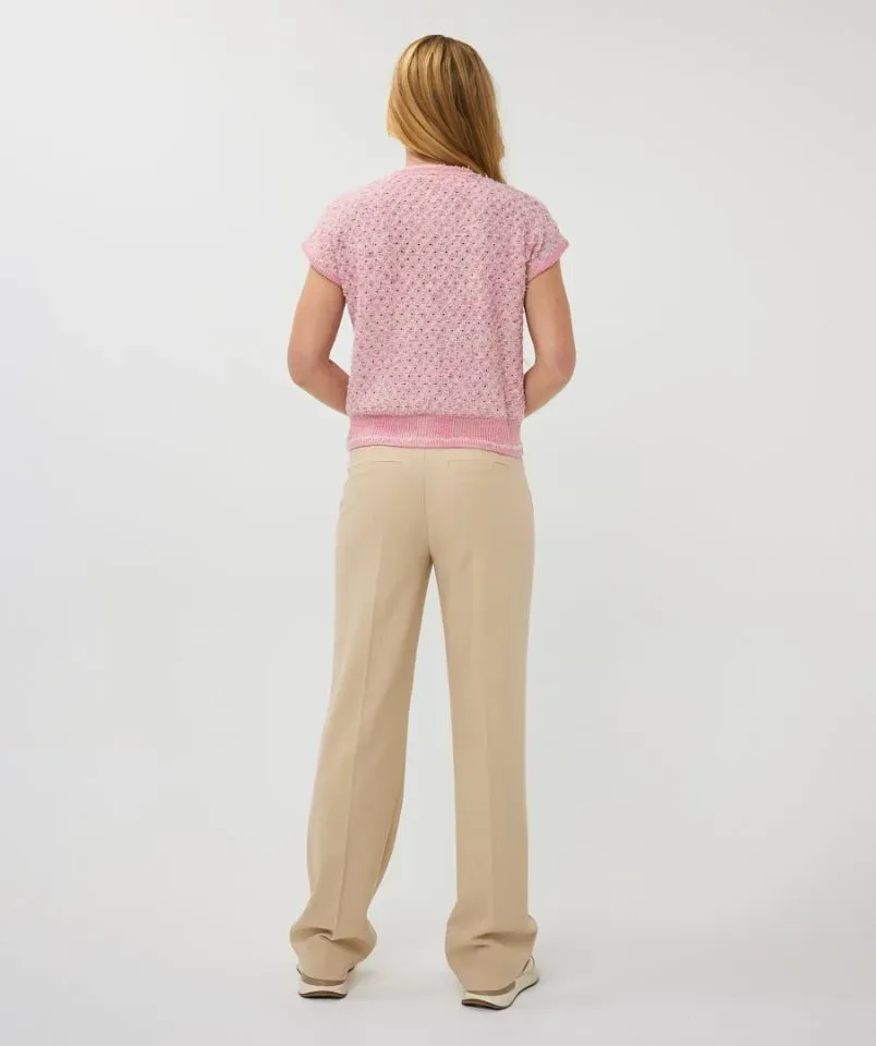 Esqualo Gilt met knopen: Roze, boucle weving ( ESQ.300 )