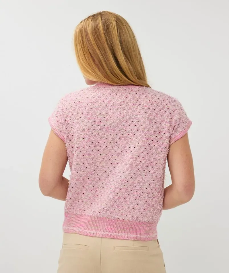 Esqualo Gilt met knopen: Roze, boucle weving ( ESQ.300 )