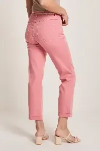 Para Mi dames broek: Bobby, Color Denim, Coral Peach, L30 ( Para.349 )