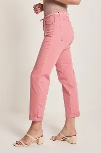 Para Mi dames broek: Bobby, Color Denim, Coral Peach, L30 ( Para.349 )