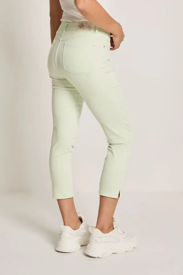 Para mi dames broek: Capri L26, Color denim, Pistacio Green ( PARA.352 )