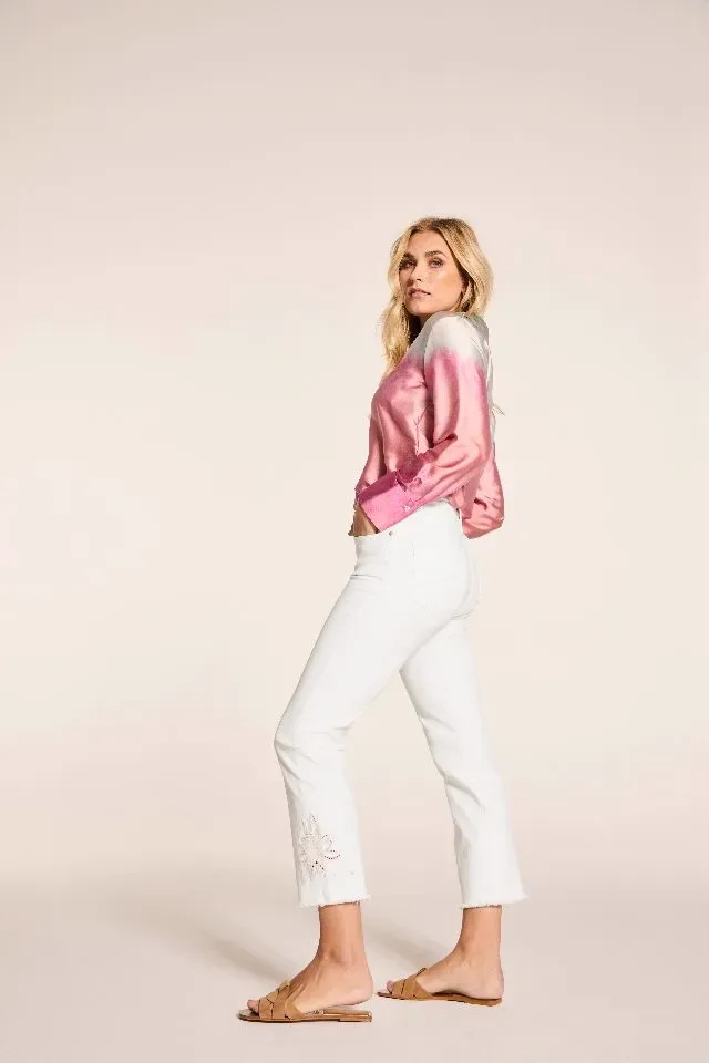 Para mi dames Broek: Kim Ajour, Color denim, White, L25 ( PARA.354 )