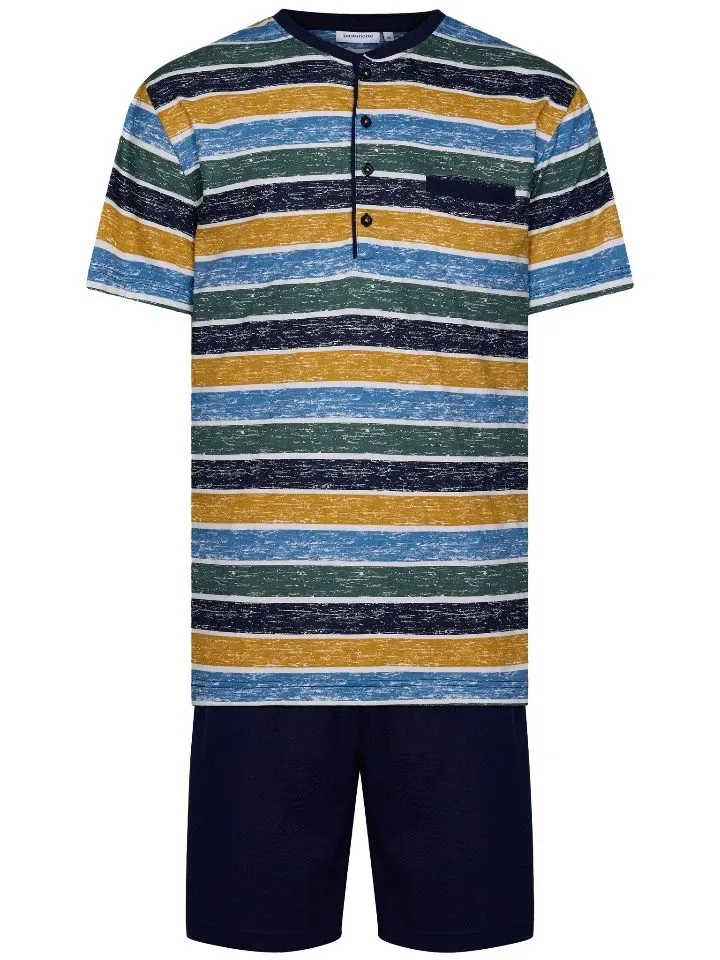 Pastunette Heren Pyjama: Gestreept, korte broek ( PAS.69 )