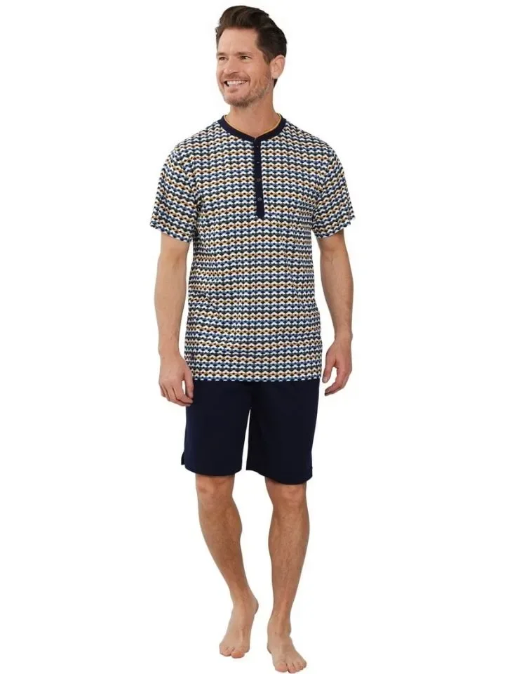 Pastunette Heren Pyjama: multi color, korte broek ( PAS.70 )