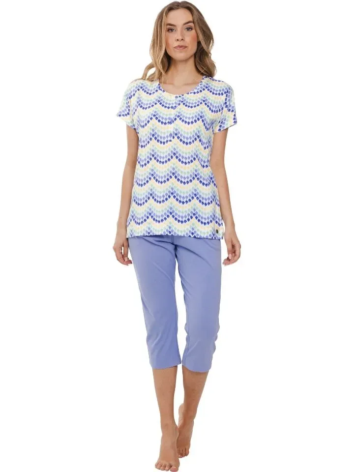 Pastunette ( Rebelle ) Pyjama Dames: Light Purple, korte mouw / 3/4broek ( PAS.74 )