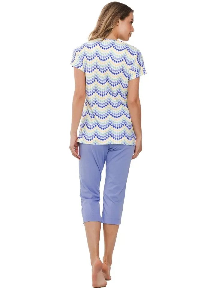 Pastunette ( Rebelle ) Pyjama Dames: Light Purple, korte mouw / 3/4broek ( PAS.74 )