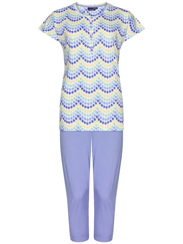 Pastunette ( Rebelle ) Pyjama Dames: Light Purple, korte mouw / 3/4broek ( PAS.74 )