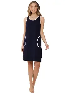 Pastunette ( Rebelle ) nachthemd / beach dress: Badstof, Donker Blauw ( PAS.77 )