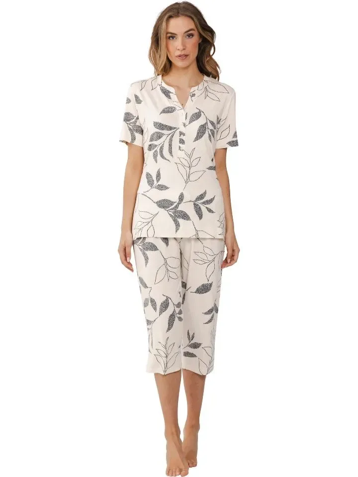 Pastunette Premium Dames pyjama: Ecru gebloemd ( PAS.80 )