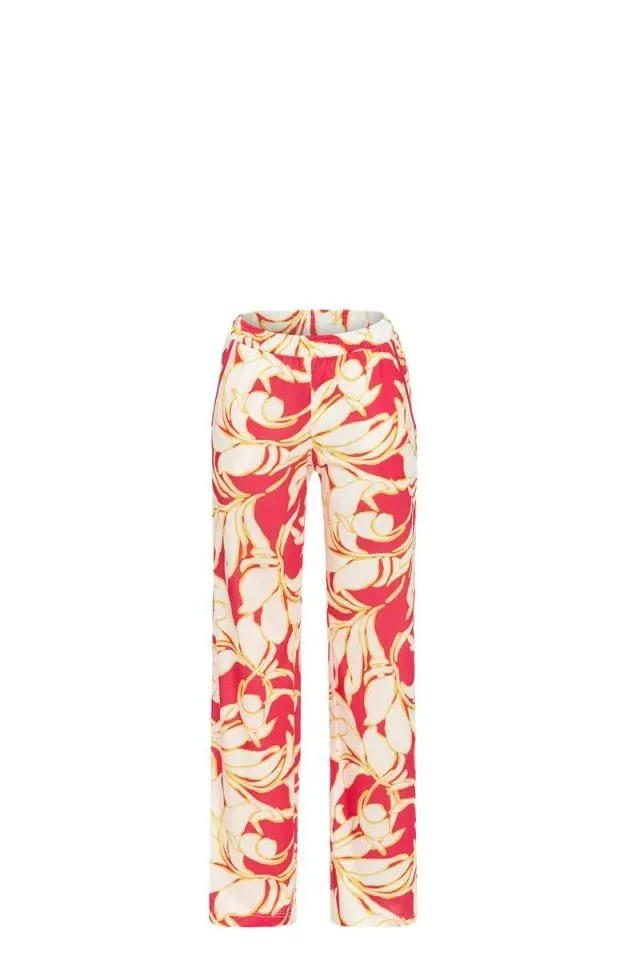 Ringella Bloomy Pyjama dames: Rood, korte mouw + lange broek ( RIN.558 )