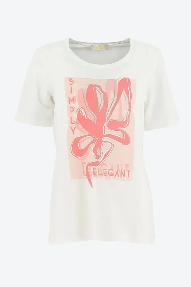 Signe Nature Shirt: Ecru / roze, Korte mouw ( Signe.1310 )
