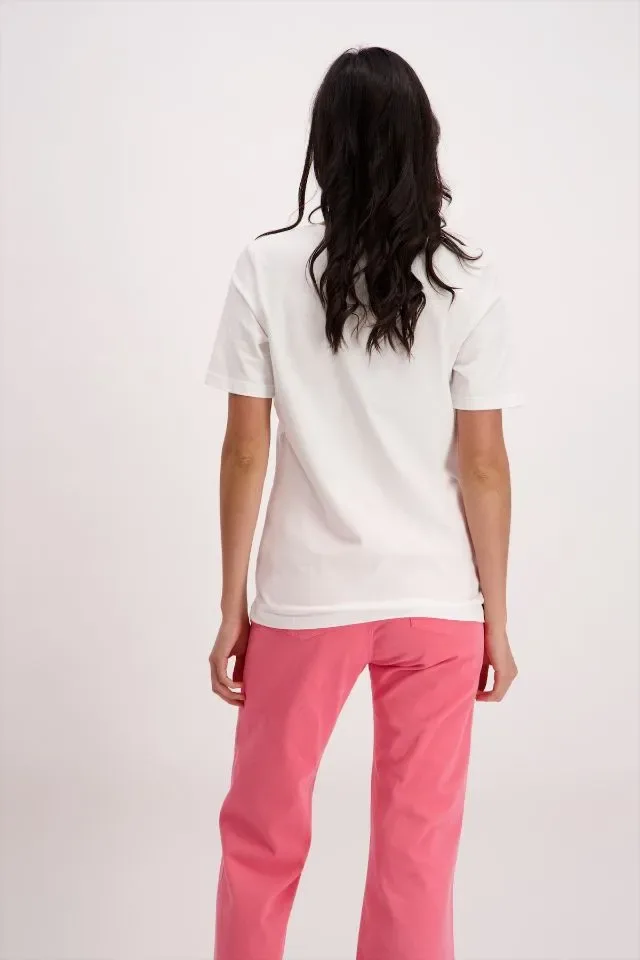 Signe Nature Shirt: Ecru / roze, Korte mouw ( Signe.1310 )