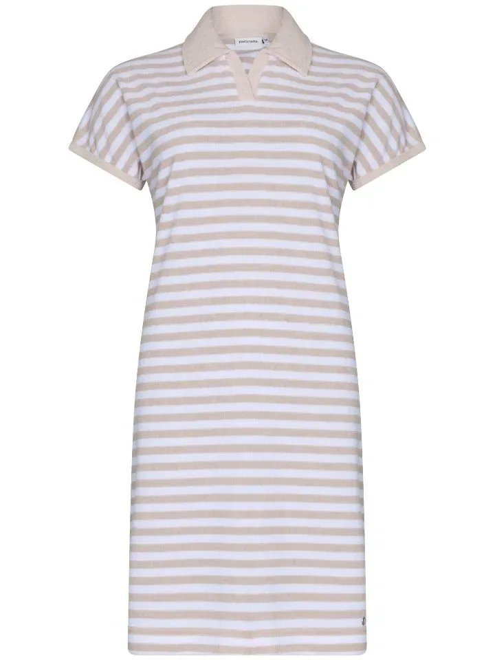 Pastunette Rebelle Dames nachthemd: Beige Gestreept, Terry badstof ( zomerse badstof ) ( PAS.87 )
