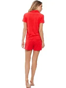 Pastunette Rebelle Dames Pyjama: Rood, Terry badstof ( zomerse badstof ) ( PAS.90 )