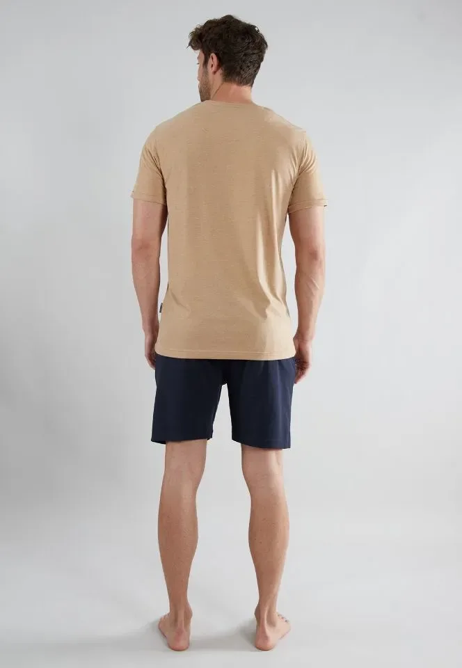 Tom Tailor Pyjama Heren: Beige / blauw ( TOM.38 )