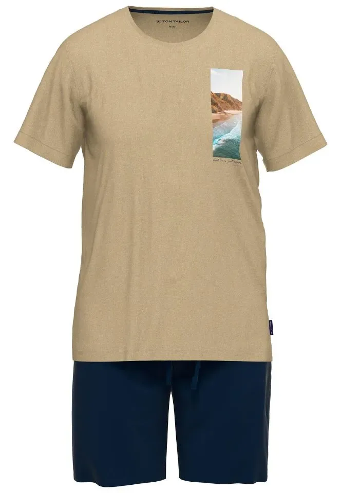 Tom Tailor Pyjama Heren: Beige / blauw ( TOM.38 )