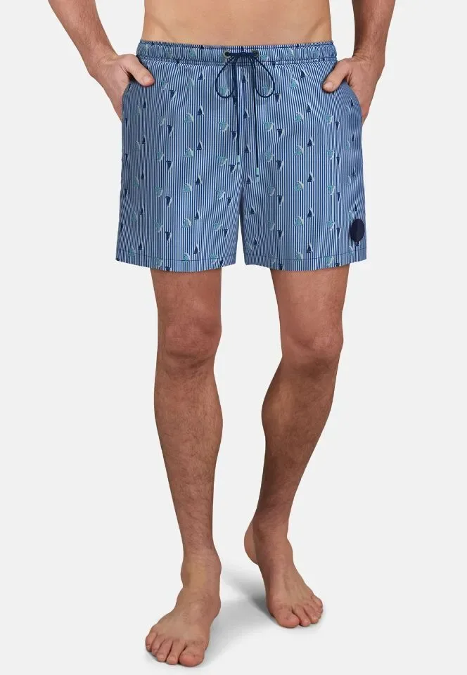 Ceceba Zwem short Heren: Blauw / wit ( zeilboten ) ( los model ) ( CEC.39 )