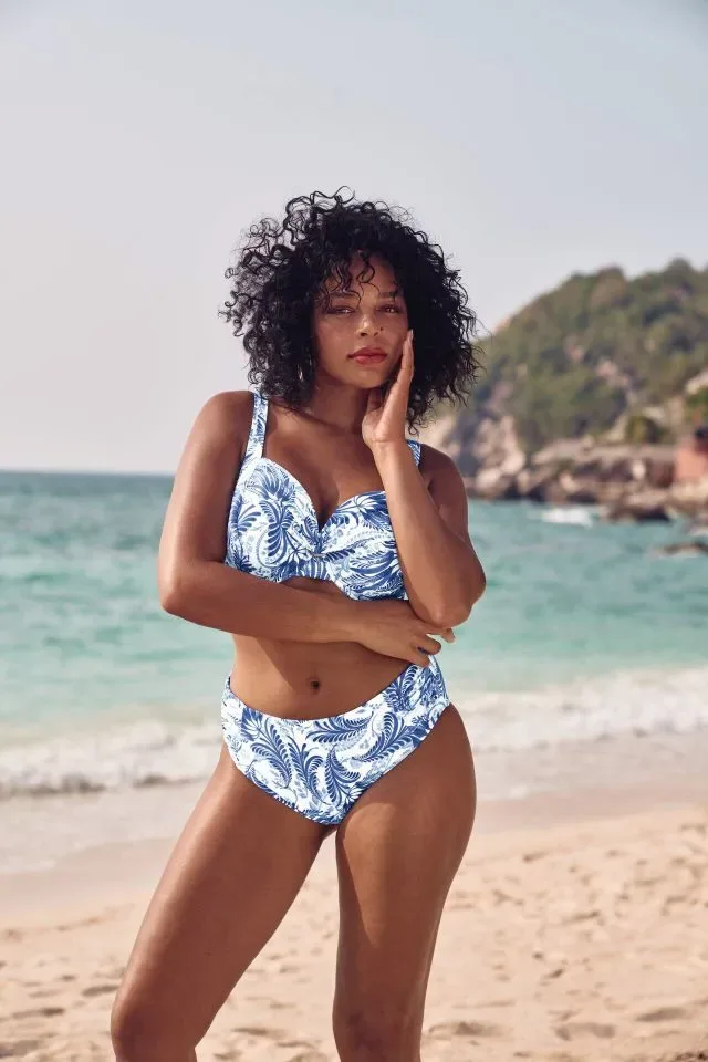 Anita bikini met beugel: Blauw / wit, midi slip ANI.364