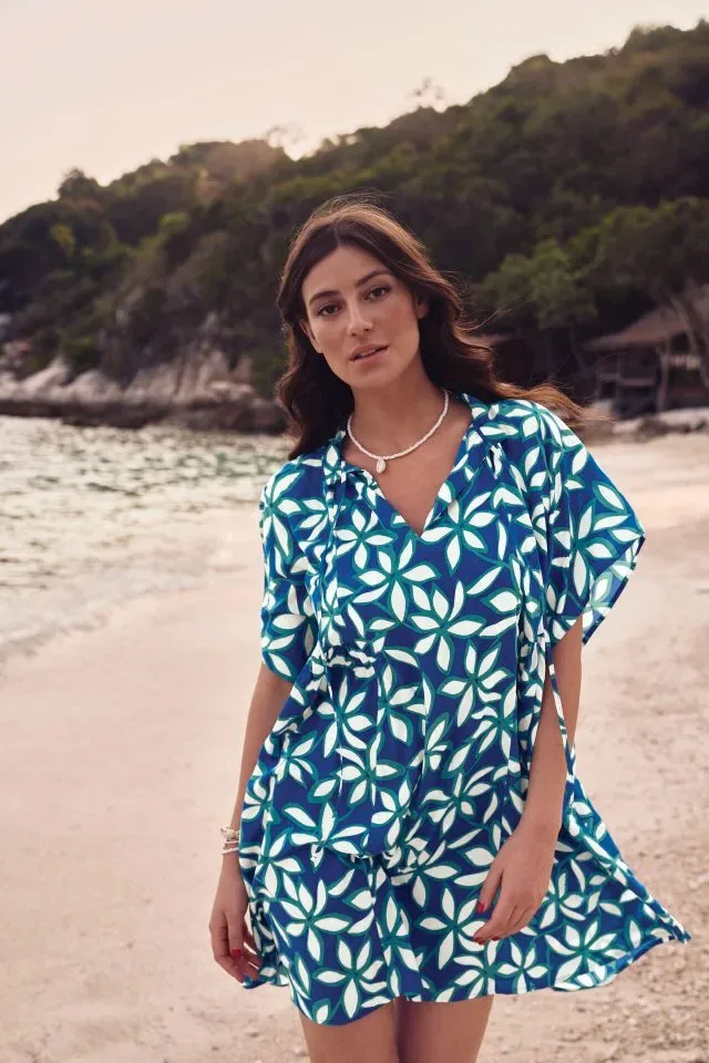 Anita Strandkleed: Tahiti, blauw geprint ( ANI.409 )