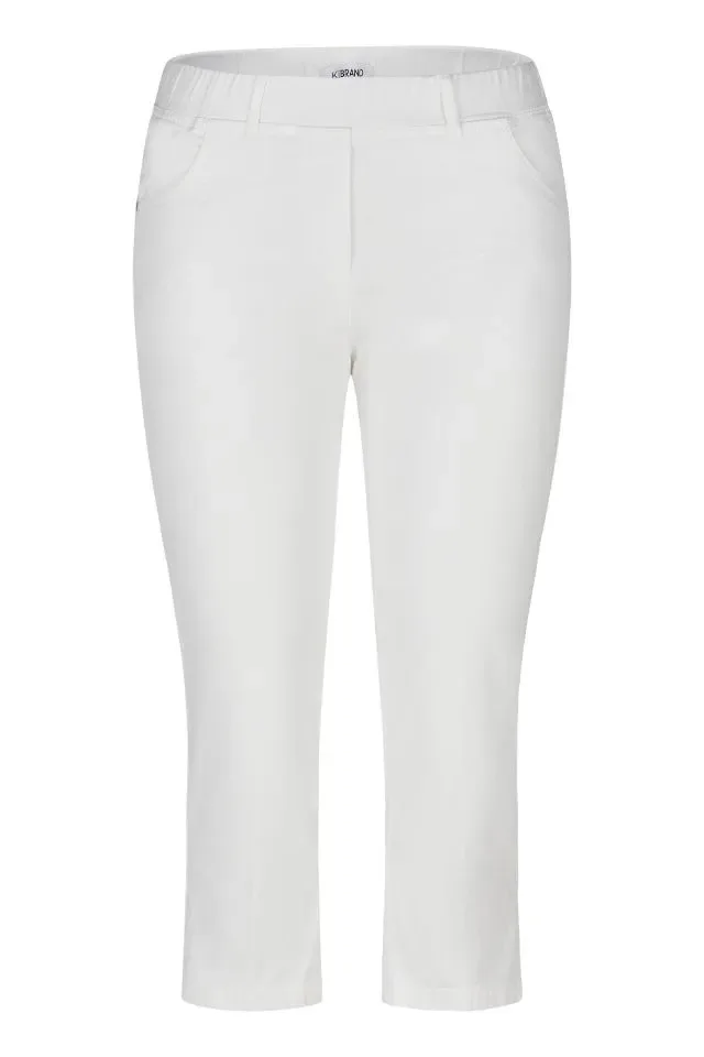 KJ Brand Witte Jeansbroek: 7/8 lengte, Jenny, elastiek in de lenden ( BRA.329 )