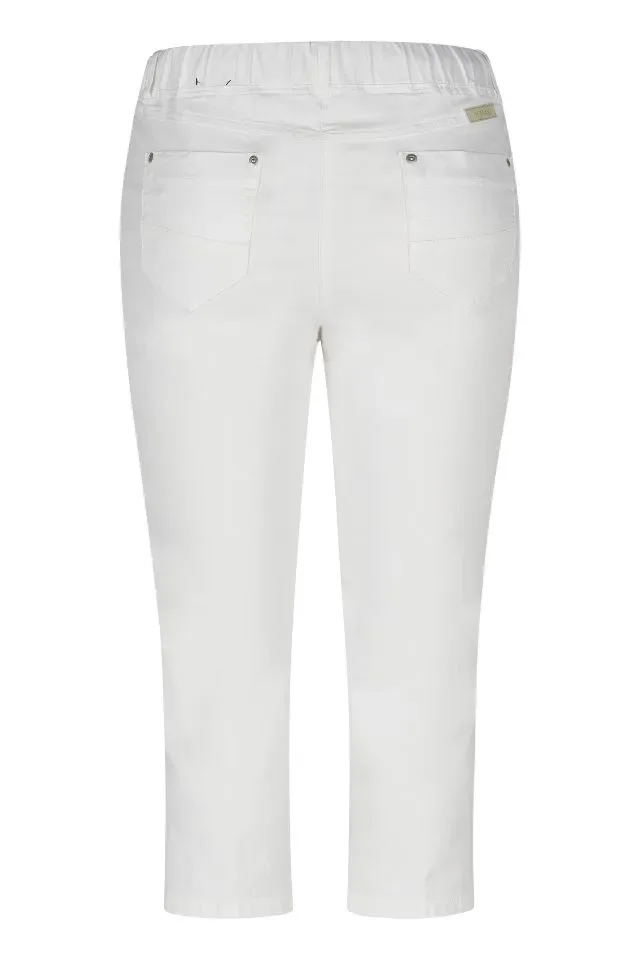 KJ Brand Witte Jeansbroek: 7/8 lengte, Jenny, elastiek in de lenden ( BRA.329 )